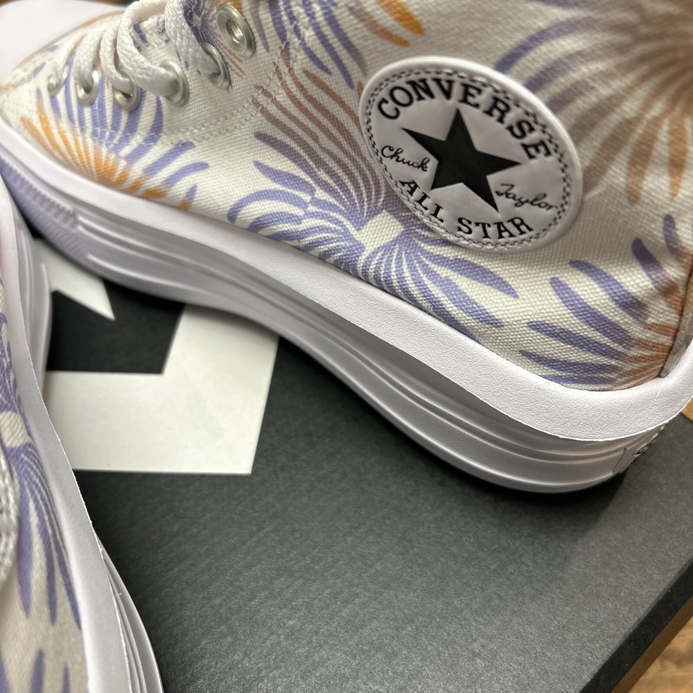 Converse Chuck Taylor All Star Move Hi Womens 8 White Ultraviolet A06672C NIB - Picture 5 of 7
